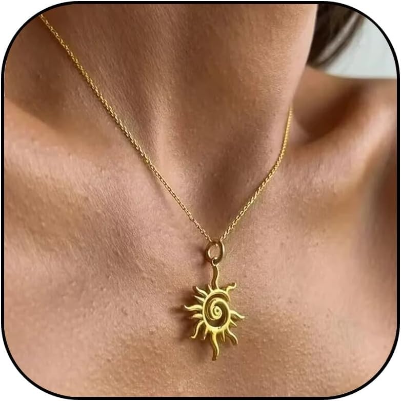 TACBSP Rapunz Sun Necklace for Women Tangled Necklace Sun Necklaces Opal Pendant Neckalces Healing Crystal Necklaces Christmas Trendy Jewelry - Image 1